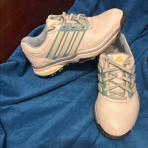 Adidas White and Blue golf Shoes lightly loved size 6